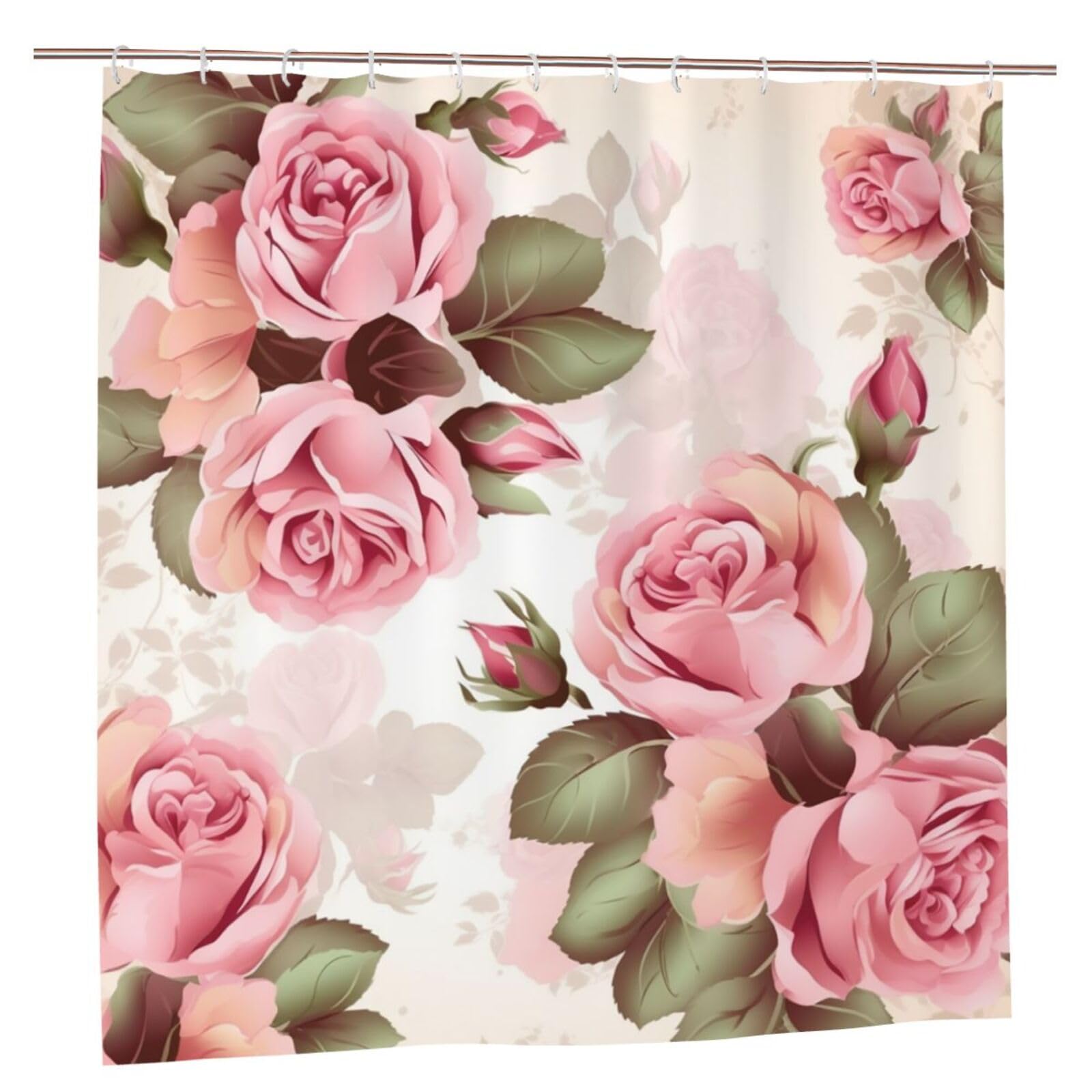 Rideau de douche imperméable lavable pour éviter l'eau au sol motif floral
