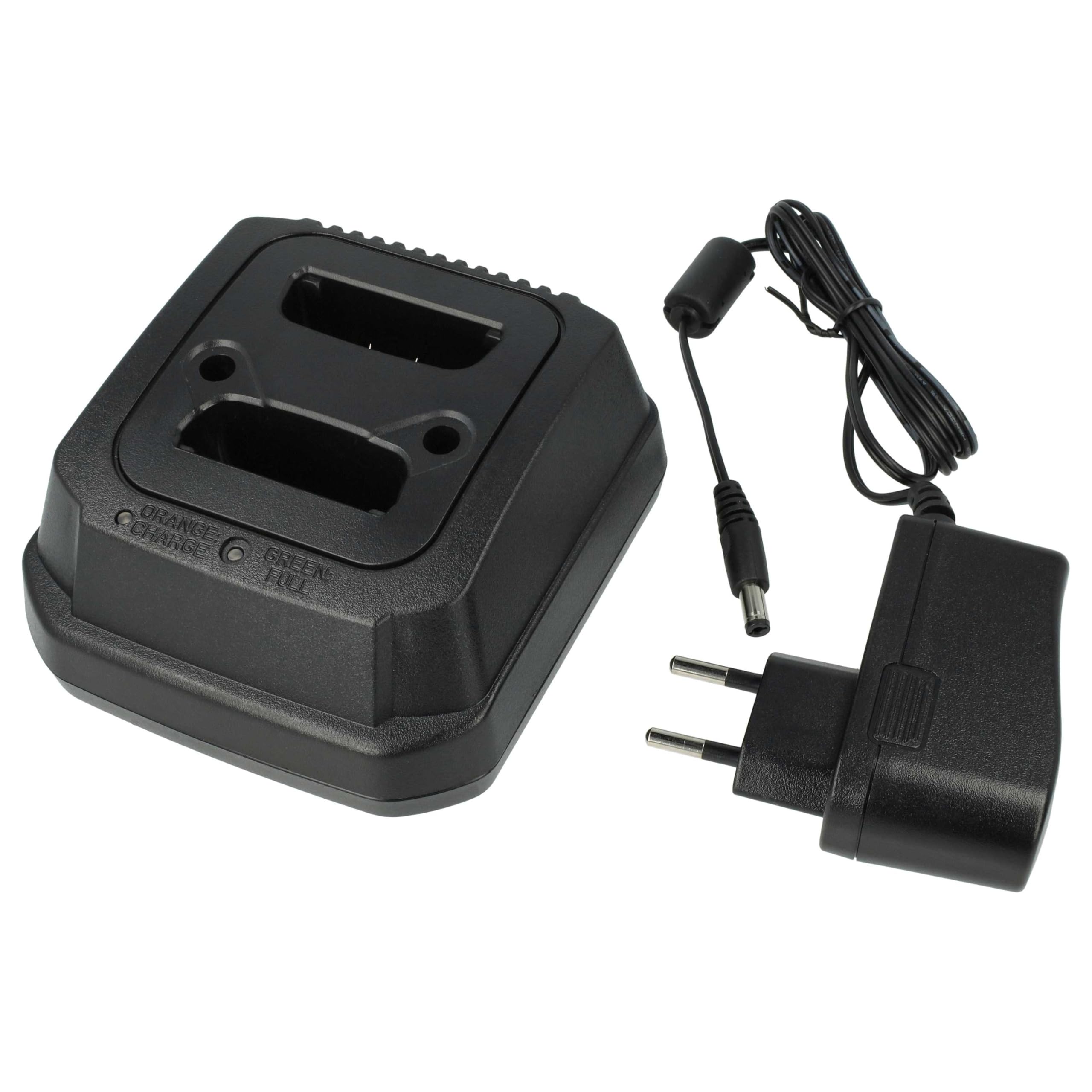 vhbw Cargador Dual Compatible con Motorola MTP 830S, 850 baterías de Radio - Estación de Carga + Fuente de alimentación, 4-15 V, 0,8 (2 x 0,4) A