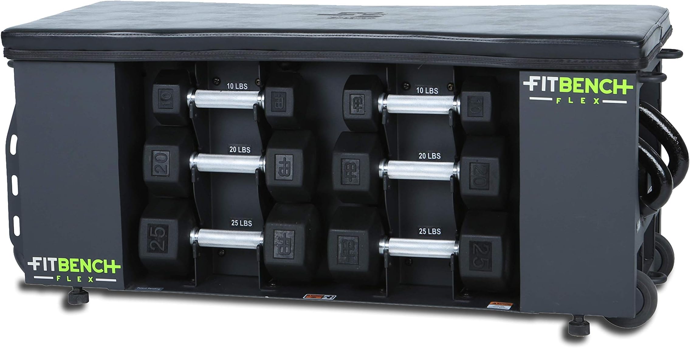 FLEX Multi-Purpose Workout Bench for Functional Fitness. Adjustable Top for Incline/ Decline Exercises / Includes Dumbbells / Kettlebells / Slam Ball / No Assembly Required