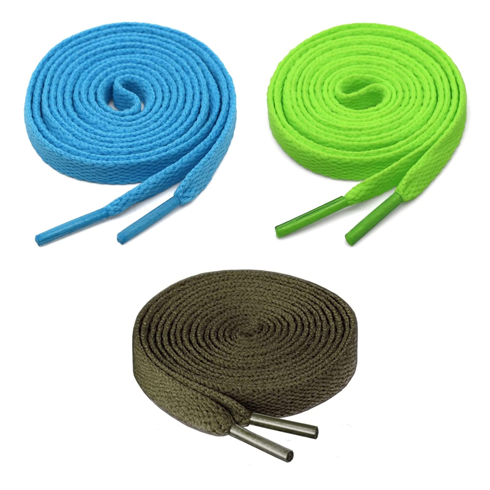 GRAH SANGRAH® 3 Pair (1 Pair Per Single Color) Unisex Flat Shoelaces For Athletic Casual, Running, Sports Shoes (120 cm, Sky Blue-Fluorescent-Army Green) (B0BX3XVR9V) Amazon Price History, Amazon Price Tracker