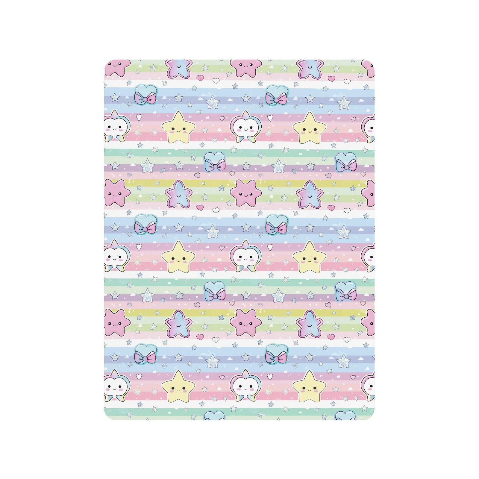 Sábanas de algodón para cuna de bebé, ultrasuaves, con diseño de dibujos animados de estrellas y lazos, 1 paquete de decoración para cuna de 52 x 28 pulgadas