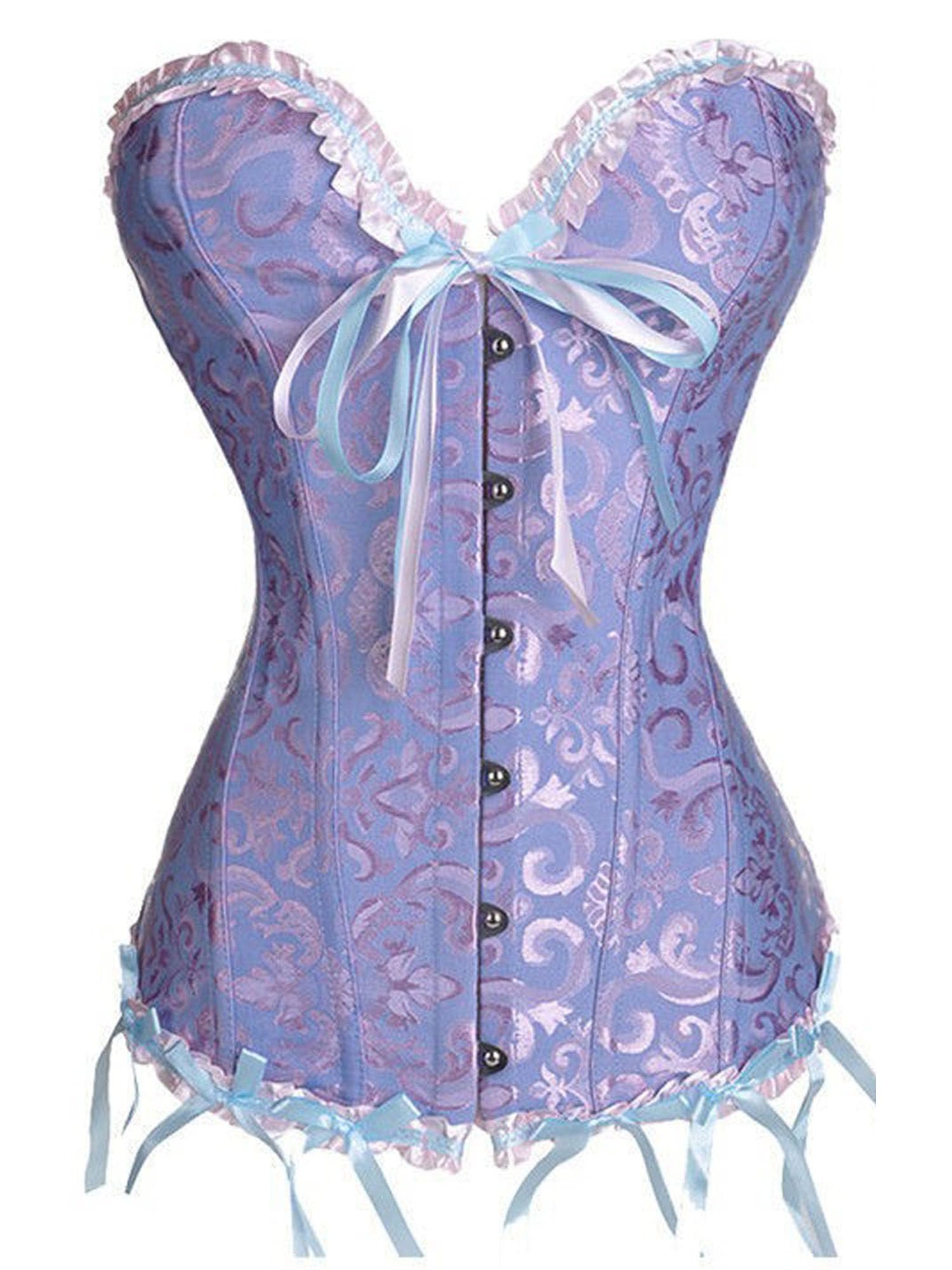 LSFYSZD Women's Lace Up Boned Overbust Corset Bustier Lingerie Bodyshaper Top Plus Size