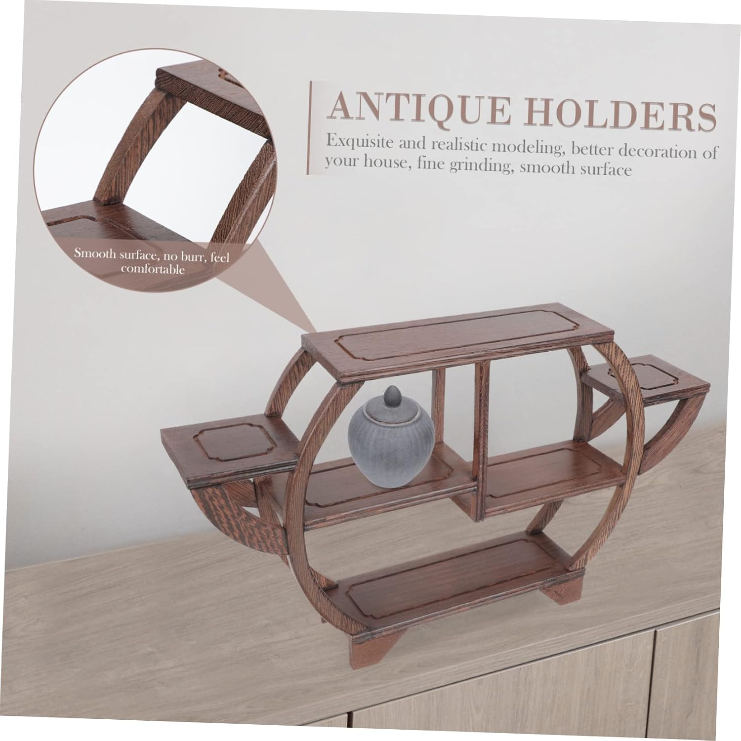 Antique Display Stand Wooden Craft Holder Curio Rack for Home Decor Unique Artistic Design Storage for Vintage Collectibles and Ornaments