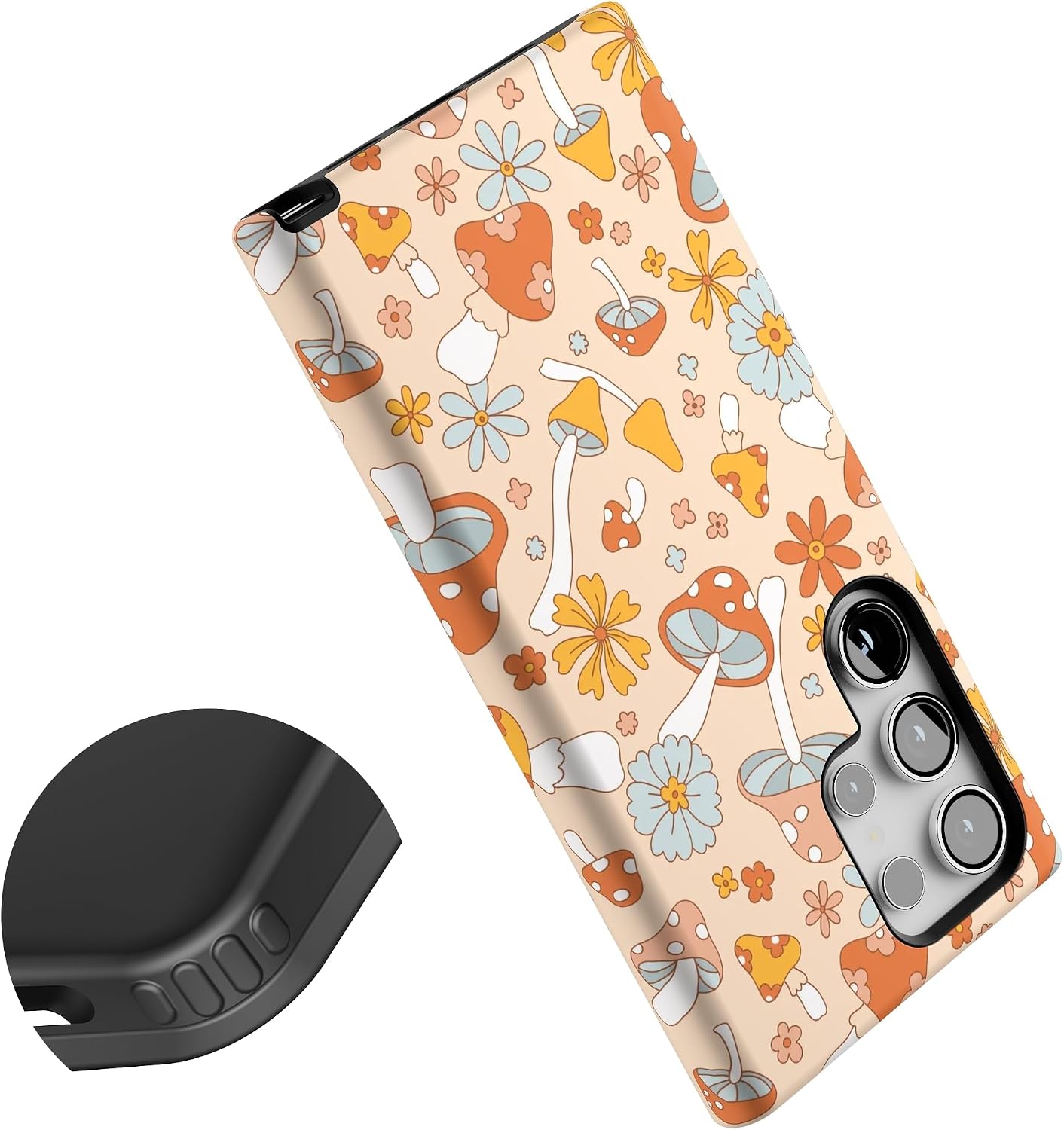 Casely Galaxy S24 Ultra Case | Mushroom Magic | Retro Floral | Essential Slim Dual-Layer Protective Design