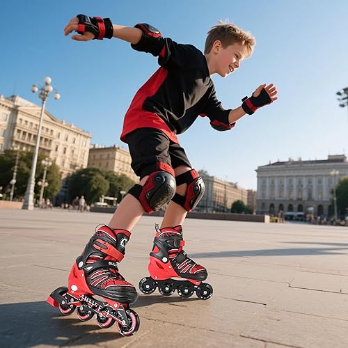 Miniatura 45 de SULIFEEL Patines en línea de unicornio arcoíris para niñas y niños, 4 tamaños, ajustables, con ruedas iluminadas, para niños principiantes C rosado