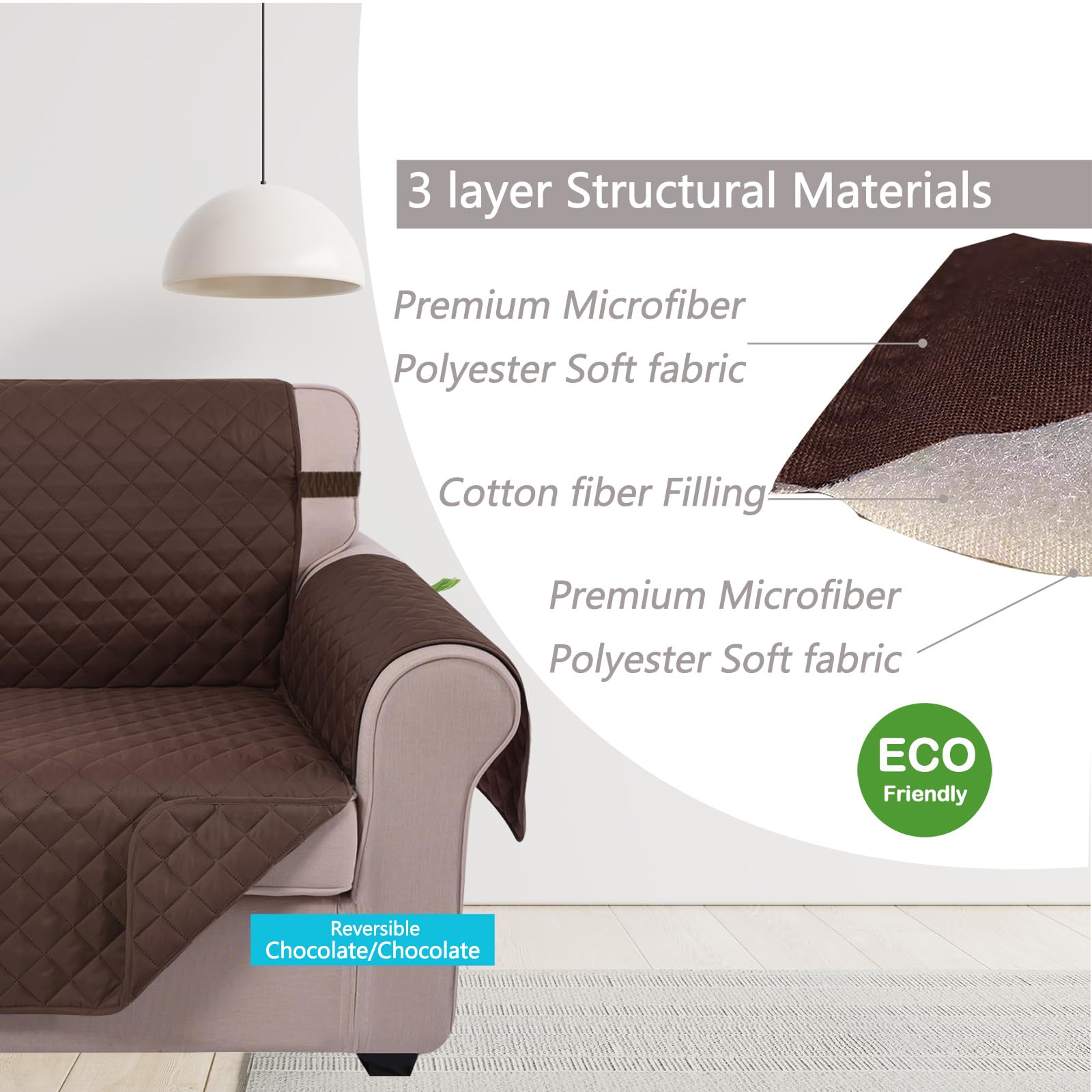 U-NICE HOME Loveseat Pokrowiec na sofę, dwustronny pokrowiec na kanapę dla psów z elastycznymi paskami, wodoodporny ochraniacz na meble dla zwierząt domowych, pokrowiec na 2 poduszki (fotel miłosny,