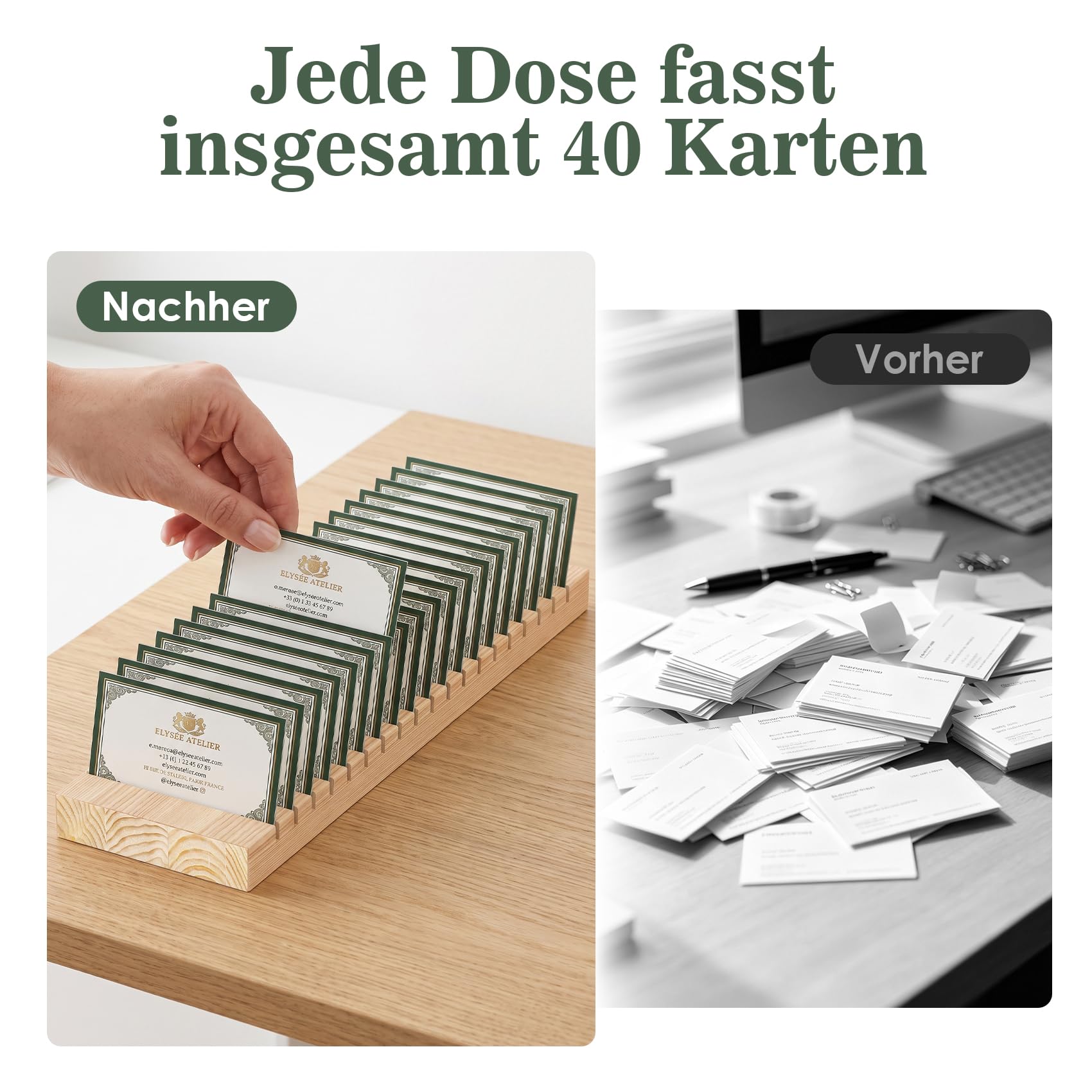Lot de 8 porte-badges en bois pour cartes de visite avec compartiment pour carte d'identité, plaque nominative, rangement de cartes de notes, porte-cartes pour usage professionnel (60 x 8,9 x