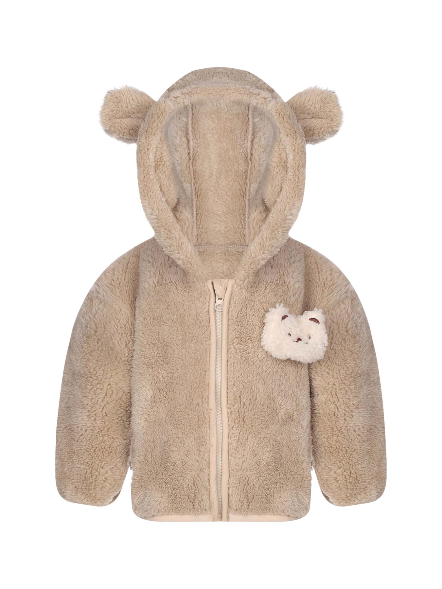 Kaerm Baby Girls Cute Rabbit Sherpa Coats Bear Ears Hooded Jackets Winter Warm Cozy Hoodies Outerwear Khaki 0-6 Months