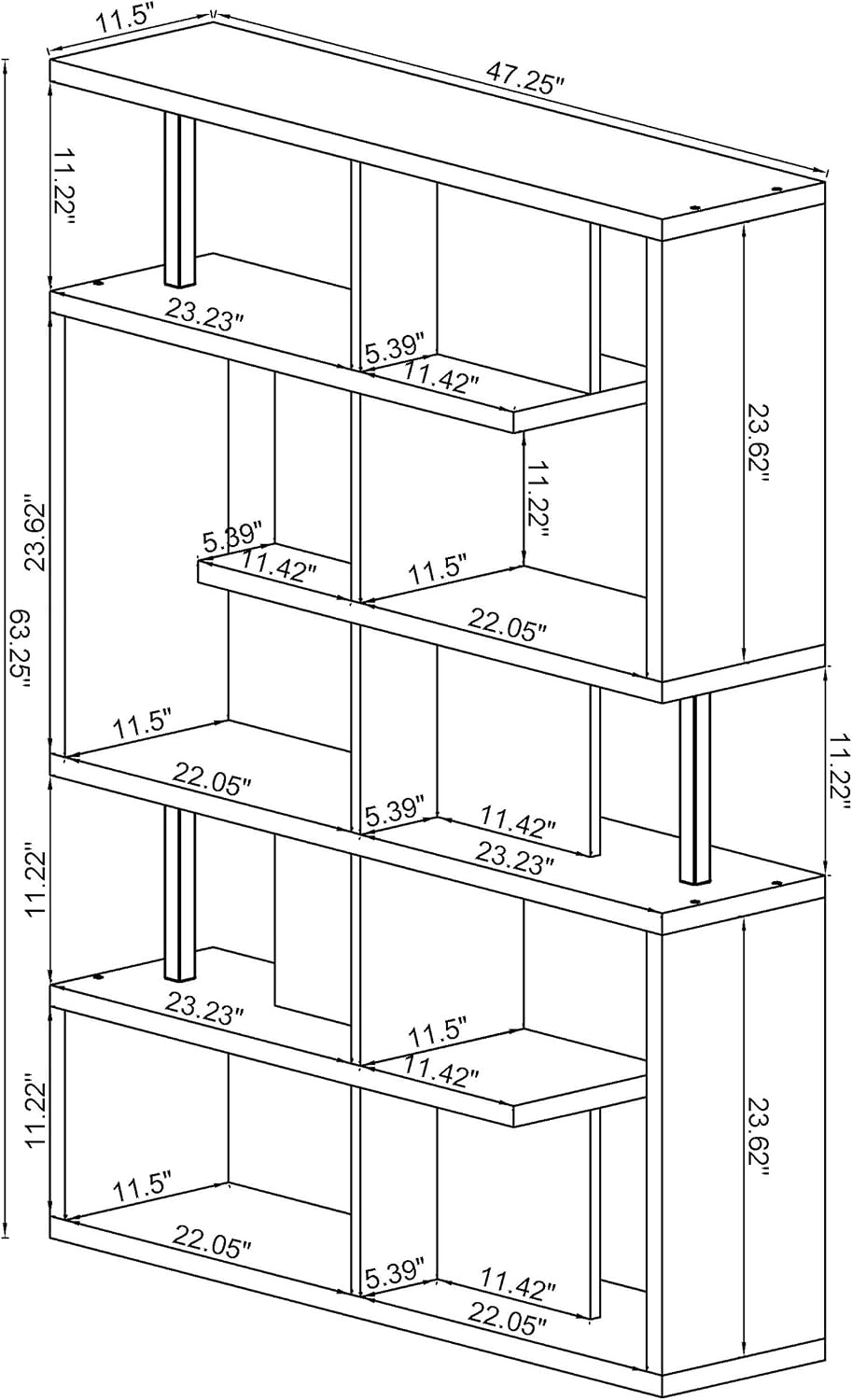 Coaster Home Furnishings - Hoover - Metal and Wood Construction - 5-Shelf Bookshelf with Chrome Details - Contemporary - Home Office - 63-Inch - White - 800310
