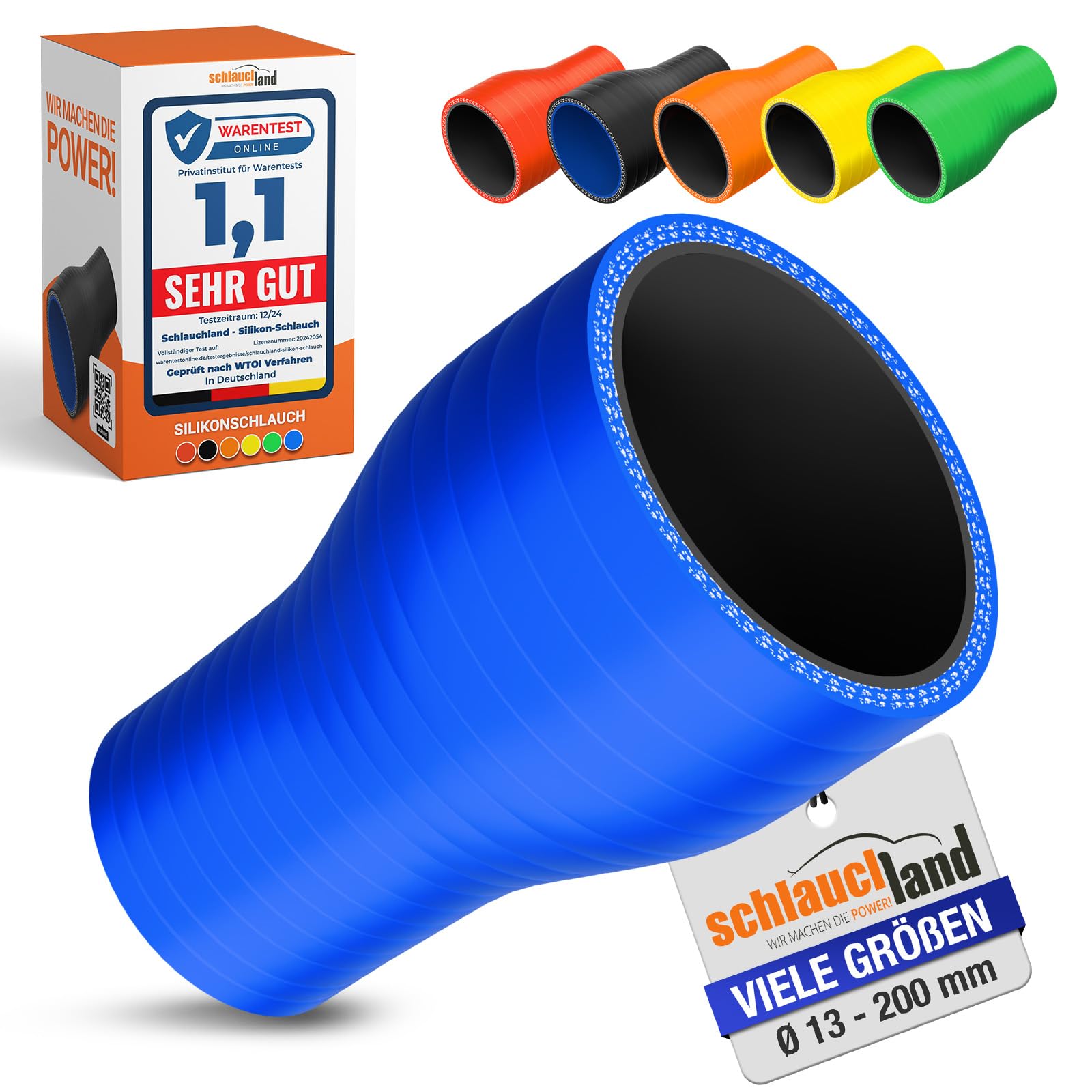 1 Stück | REDUZIER-STÜCK Silikon ID-Ø 60-30mm blau 200°C | VIELE GRÖSSEN & FARBEN | Silikon-Schlauch Reduzierung Reduzierer Ladeluft-Schlauch Kühlmittel Adapter flex Rohr Kupplung| PREMIUM
