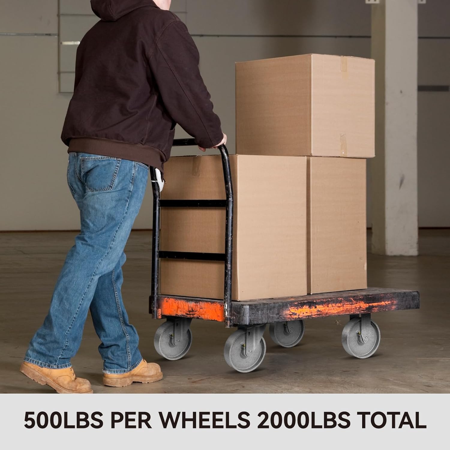 5" x 1.25" Industrial Caster Wheels, Semi Steel & Cast Iron, Steel Wheels Replacement, 500 lbs Capacity Each (4 Pack)