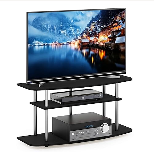 Miniatura 63 de Furinno Tools - Mesa de 3 niveles para TV., Madera, Roble francés gris/negro. Roble francés gris/negro.,Marron oscuro,Espresso / negro,Ámbar