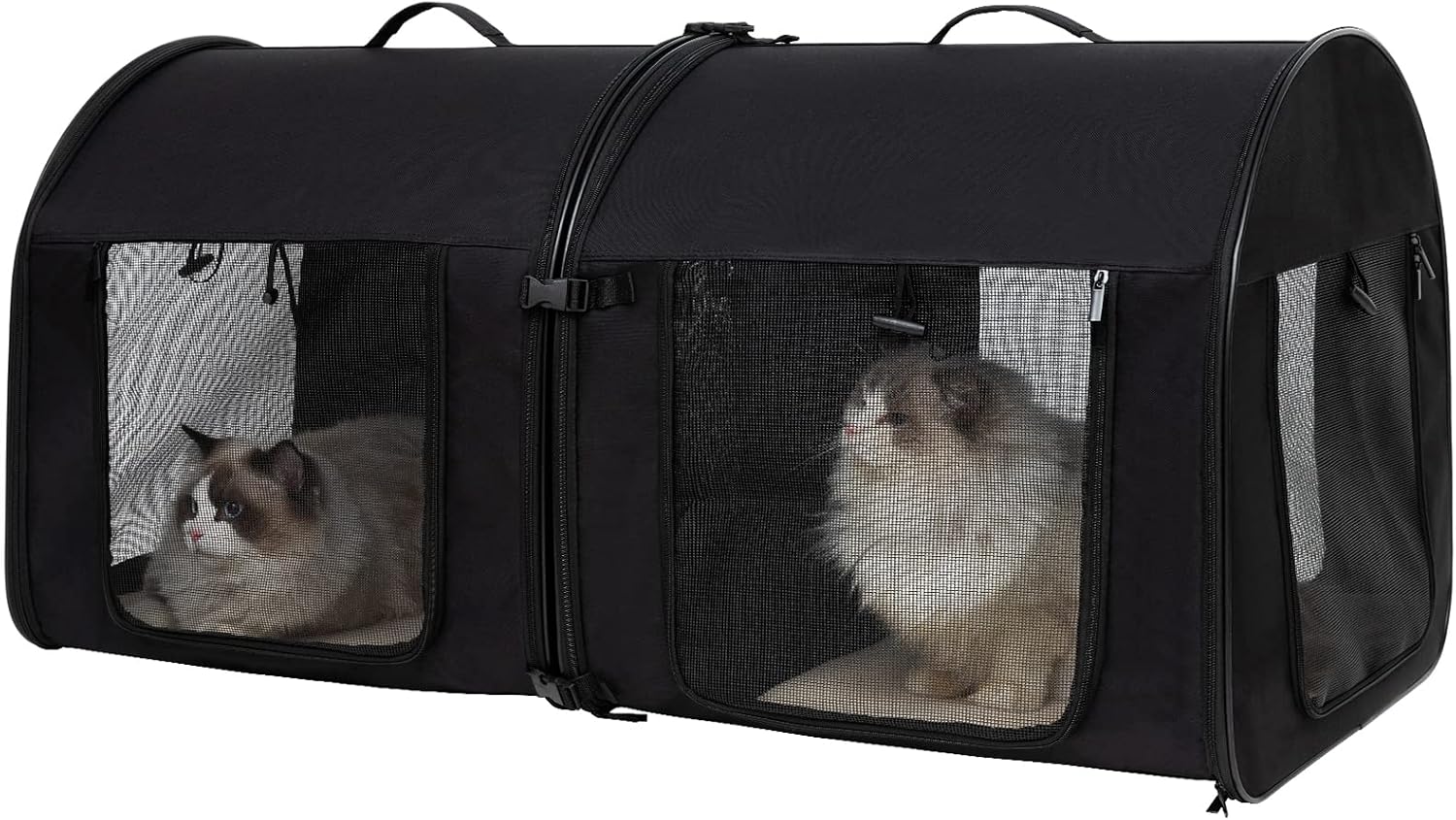 MEWTOGO Detachable 2-in-1 Pet Dual Compartment Carrier- Upgrade Portable Double Travel Kennel Tube Carrier with Storage Bag Zippered…