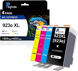 923e XL High Yield Ink Cartridges Combo Pack Replacement for HP 923 / 923e XL Ink Cartridges Work with for HP OfficeJet Pro 8120/8123/8130/8133 Printer (4 Pack BK/C/Y/M)