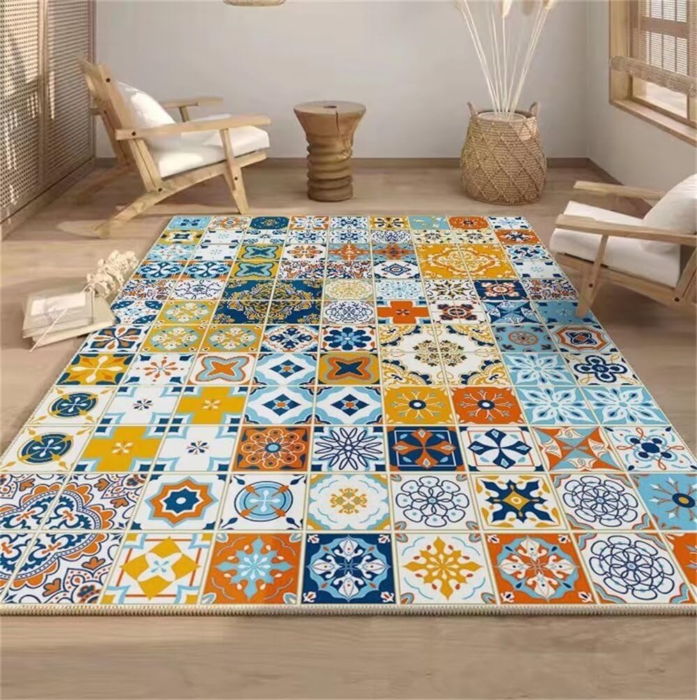 Tapis tout doux lavable en machine 120x120cm idéal pour grand couloir et salon