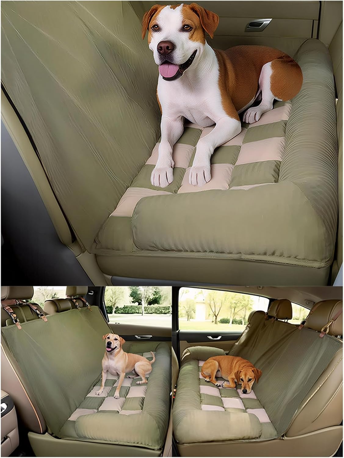 Dog Car Seat - Waterproof Foldable Backseat...