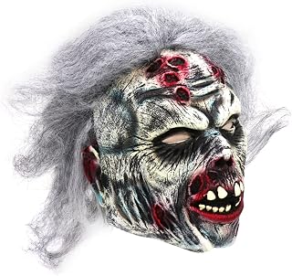Gadpiparty Látex Cabelo Grisalho Máscara De Terror De Zumbi De Fantasma De Bobo Da Corte Vestir-Se De Festa Máscara Facial De Halloween Capacete De Zumbi De