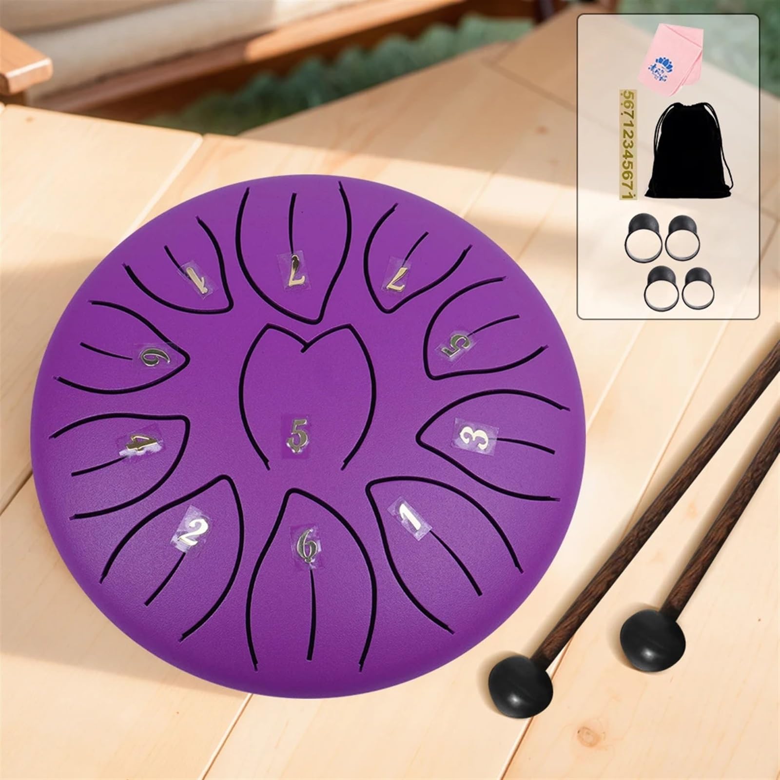 Tamburi Hand Pan per Adulti Tamburo Handpan da 6 Pollici e 11 Note con Borsa per Batteria Libro di spartiti Batterista Plettri per Le Dita Strumenti a percussione Strumenti sonori (Nero)