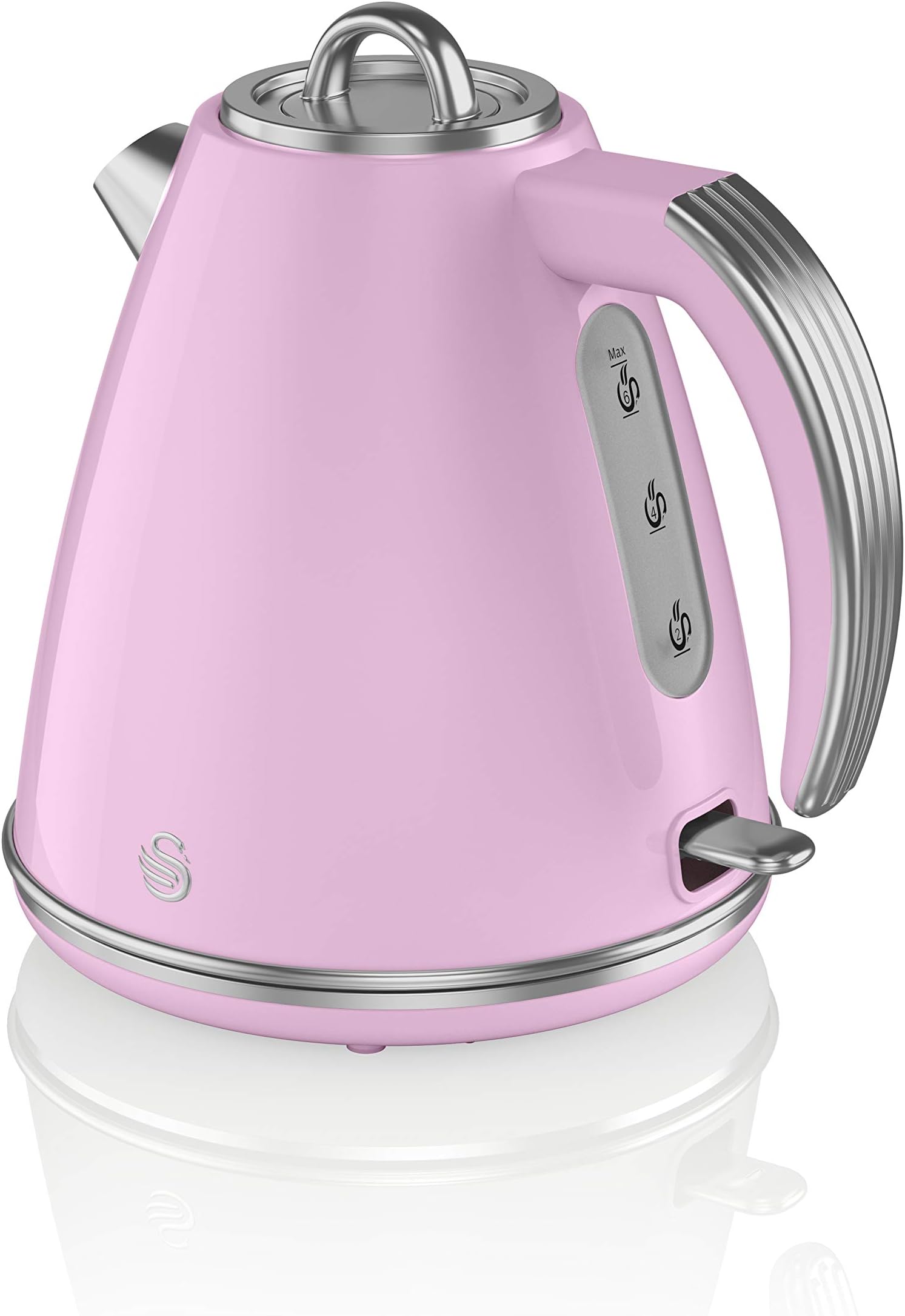 Swan SK19020PN Retro Jug Kettle, Fast Boil, Easy Pour, 360 Degree Base, 1.5L, 3KW, Pink