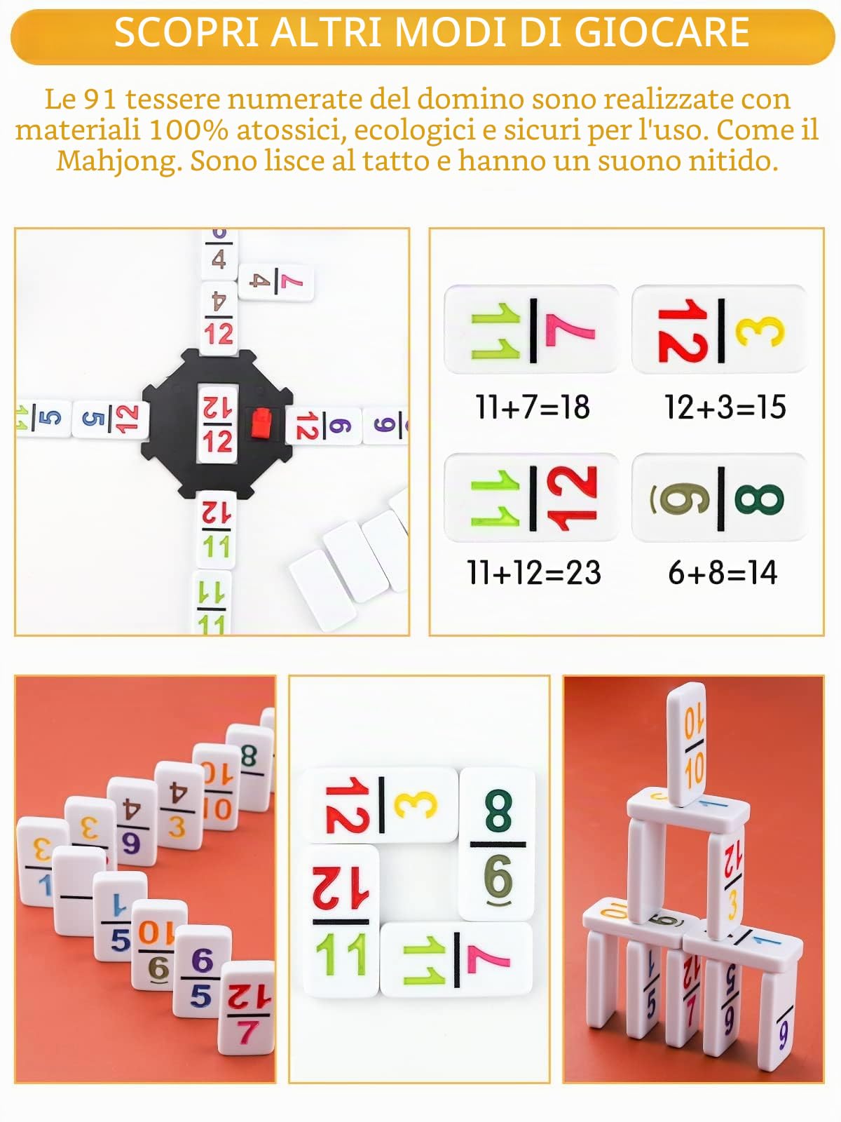 Kalolary 91 Tessere Doppi 12 Gioco Domino del Treno Messicano Numerico | Numero Giochi Domino Custodia Alluminio con 9 Libretto Istruzioni Treni Segnapunti Mozzo Forma Ottagonale Gioco Tavolo