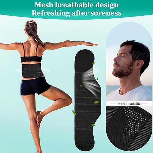 Vista 11 de Soporte de espalda ajustable para dolor de espalda baja y alivio de la ciática, cinturón de soporte lumbar unisex para hernia de disco, corrección