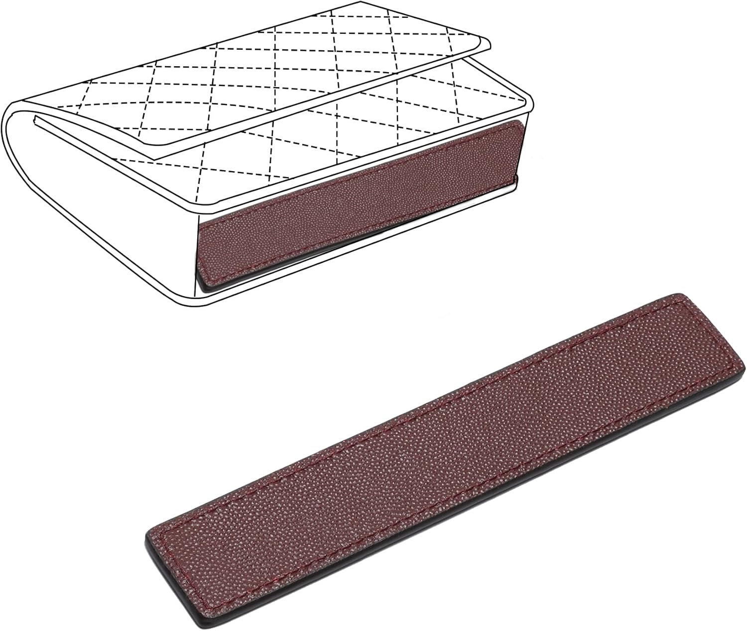 Leather Base Shaper for WOC Handbag, Saver and Insert for Wallet on Chain Bag, Ultimate Protection and Support (Wine-Leather, 7" x 1.2")