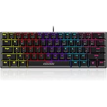 Rage MK61 Mechanical Keyboard - Ultra-Compact 60% Layout Tactile Blue Switches Dynamic Multicolor RGB Lighting 22-Key Anti-Ghosting Durable ABS Build 1.5m Tangle-Free Cable