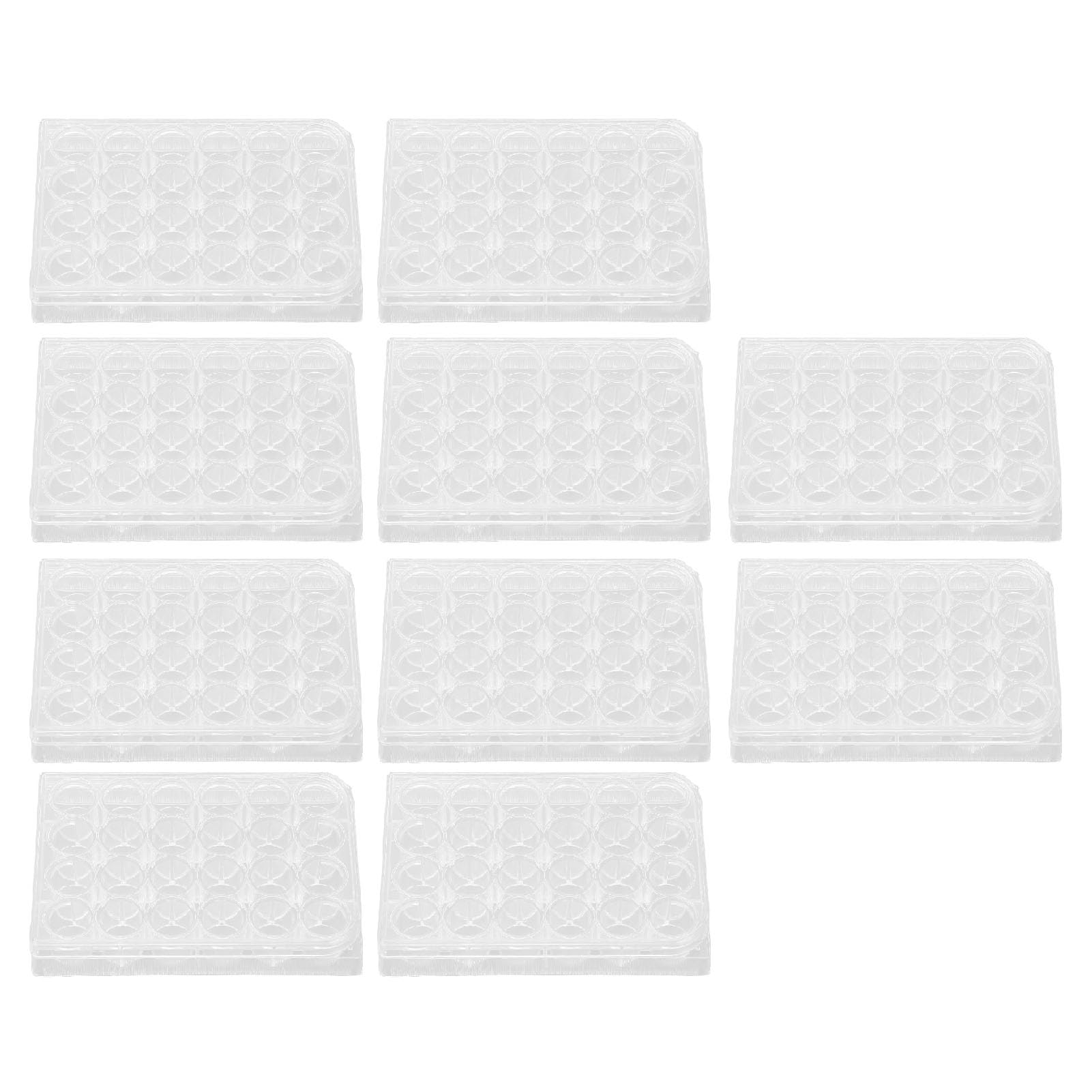 10pcs Tissue Culture Plate with Lid, Polystyrene Cell Culture Plate, Highly Transparent Flat Bottom Culture Dish for Laboratory Biology Room, Uniform Thickness for Accurate Experim (24 Well)
