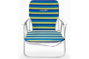 CARIBBEAN JOE Folding Beach Chair, 1 Position Low Beach Chairs for Adults