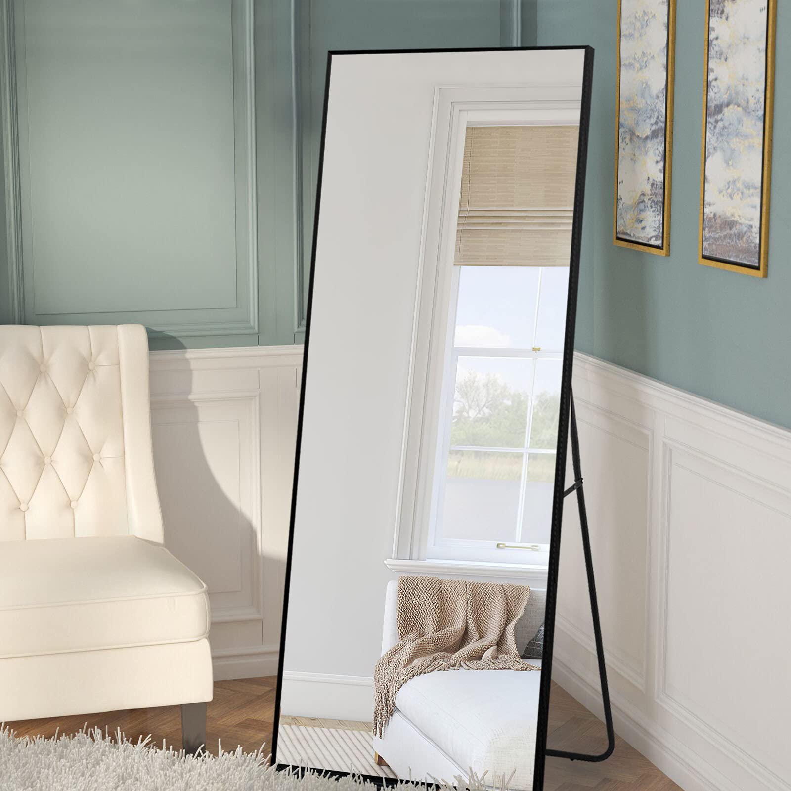 NeuType Full Length Mirror Floor Mirror with Standing Holder Bedroom/Locker Room Standing