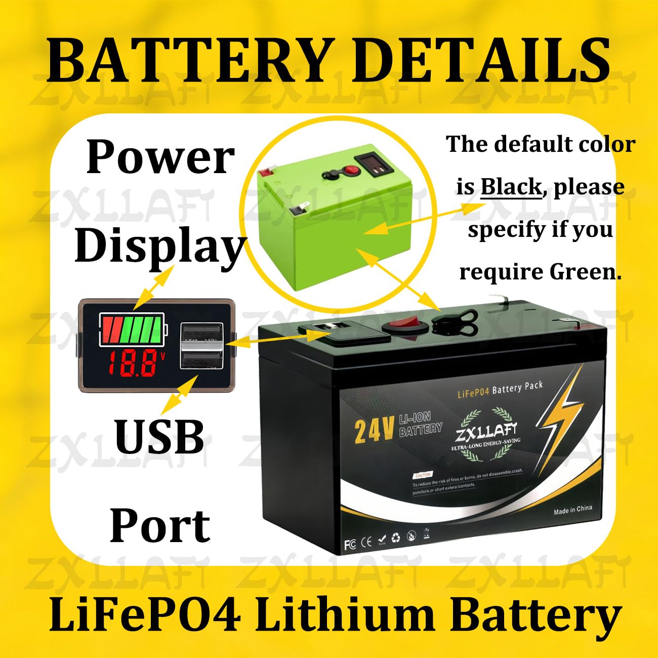 Batteria al Litio 24 V Batteria LiFePO4 10 Ah Batterie a Ciclo Profondo Batterie sostitutive Scheda di Protezione BMS Integrata per impianti solari, luci Emergenza
