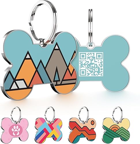 Etiqueta de perro con código QR, etiquetas de perro personalizadas para mascotas, etiquetas de identificación personalizadas para perros y gatos,
