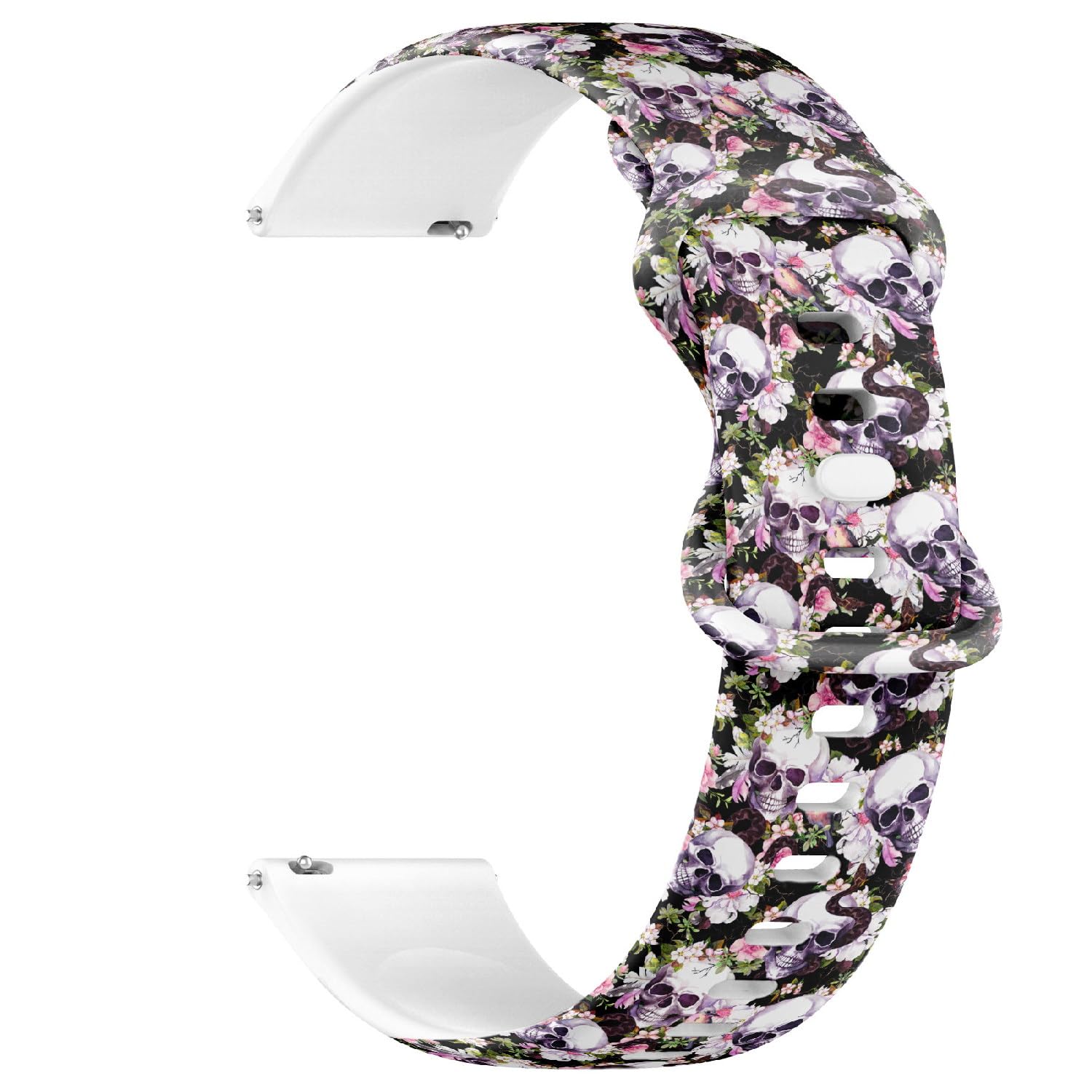 Compatible with Garmin Fenix 7/7 Pro, Fenix 6/6 Pro, Fenix 5/5 Plus, Epix (Gen2) / Epix Pro (Gen2), 22mm Sport Watch Band (Human Skulls Flowers Butterflies Birds) Silicone Soft Strap