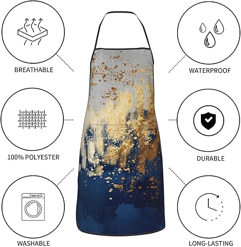 Miniatura 6 de Delantales con pechera para mujeres y hombres, delantales de cocina con bolsillos para cocina, barbacoa, hornear, asar a la parrilla