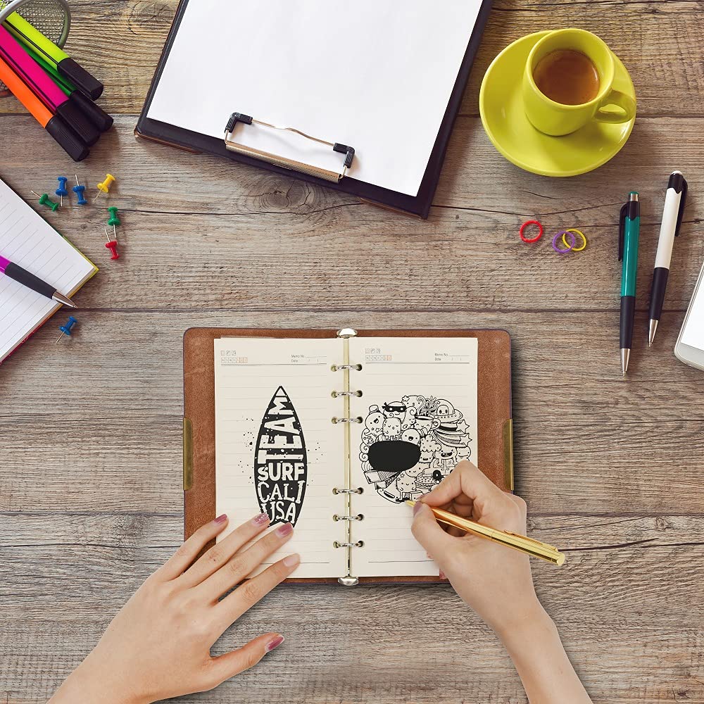 Carnet Cuir Rechargeable A6 - Agenda Anneaux 6 Pages Doublé Journal
