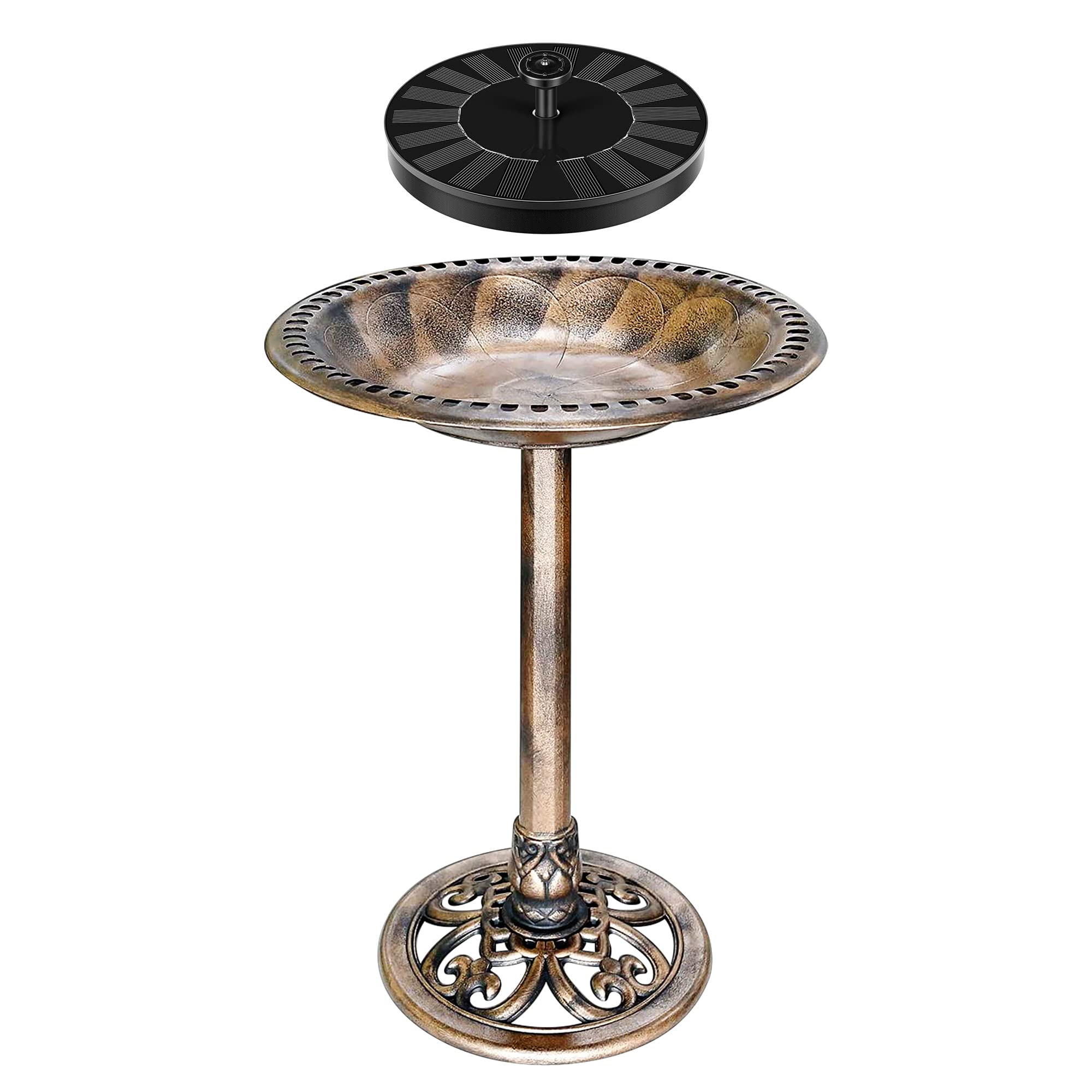 VIVOSUN 28” Solar Bird Bath, Solar Powered Pond Fountain Combo Set for