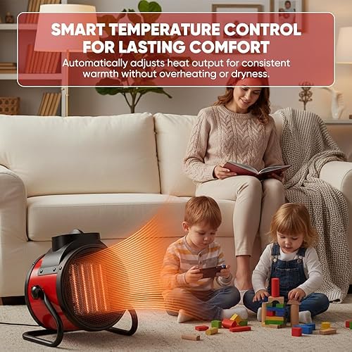 Miniatura 2 de Saker - Calentador de cerámica portátil de 3000 W con termostato ajustable, tecnología de calentamiento rápido PTC, oscilación de 90 y protección de