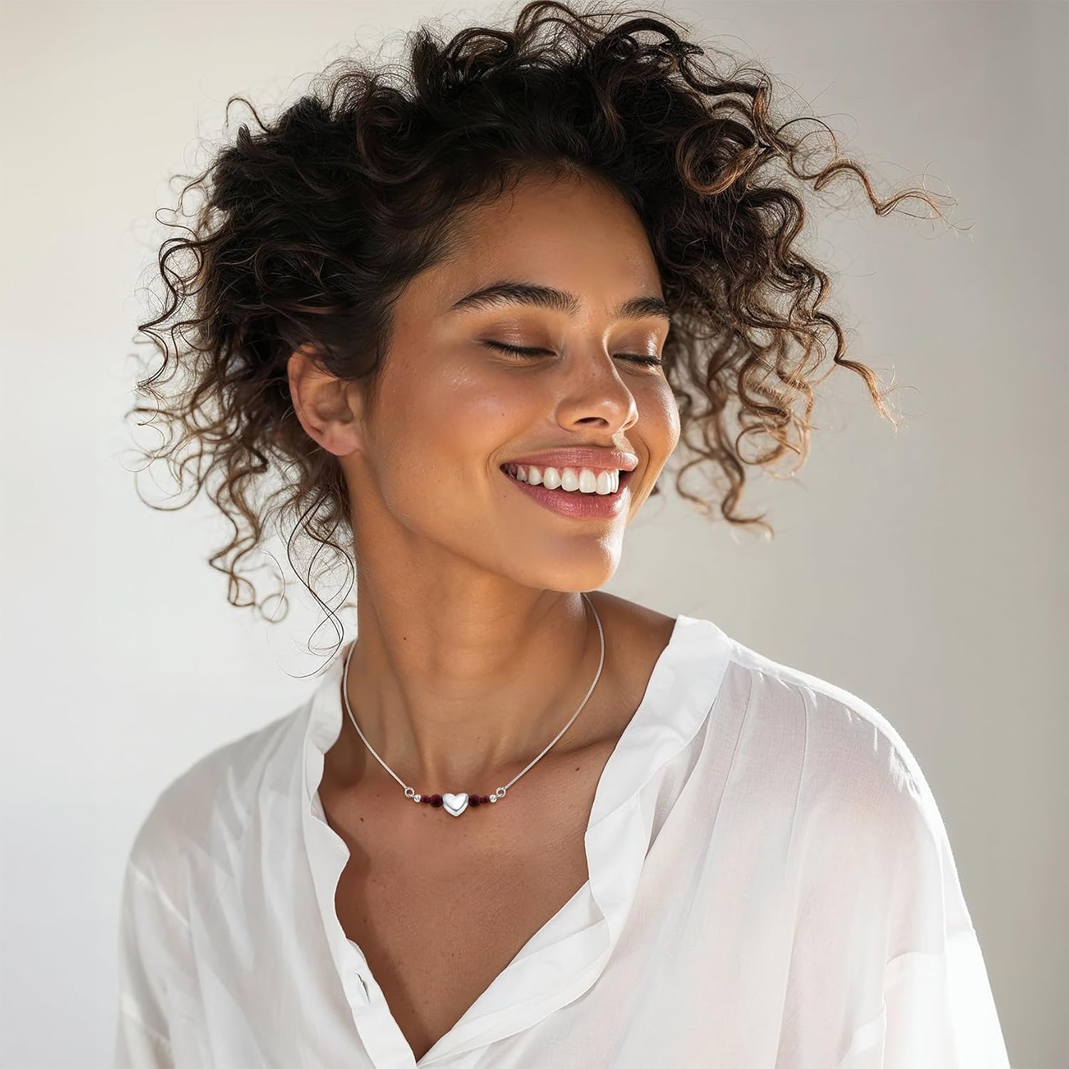 925 Sterling Silver Heart Necklaces for Women - Gemstone Necklace for Women - Birthstone Necklace - Necklaces for Women Silver - Minimalist Jewelry - Gemstone Jewelry for Women - Image 3