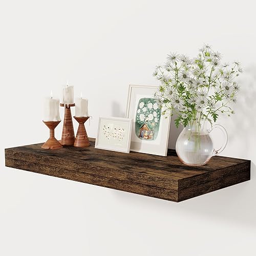 Miniatura 40 de Estantes flotantes de color blanco profundo de 12 pulgadas, estante flotante de 16 x 12 pulgadas para libros, estantes de pared profundos de madera