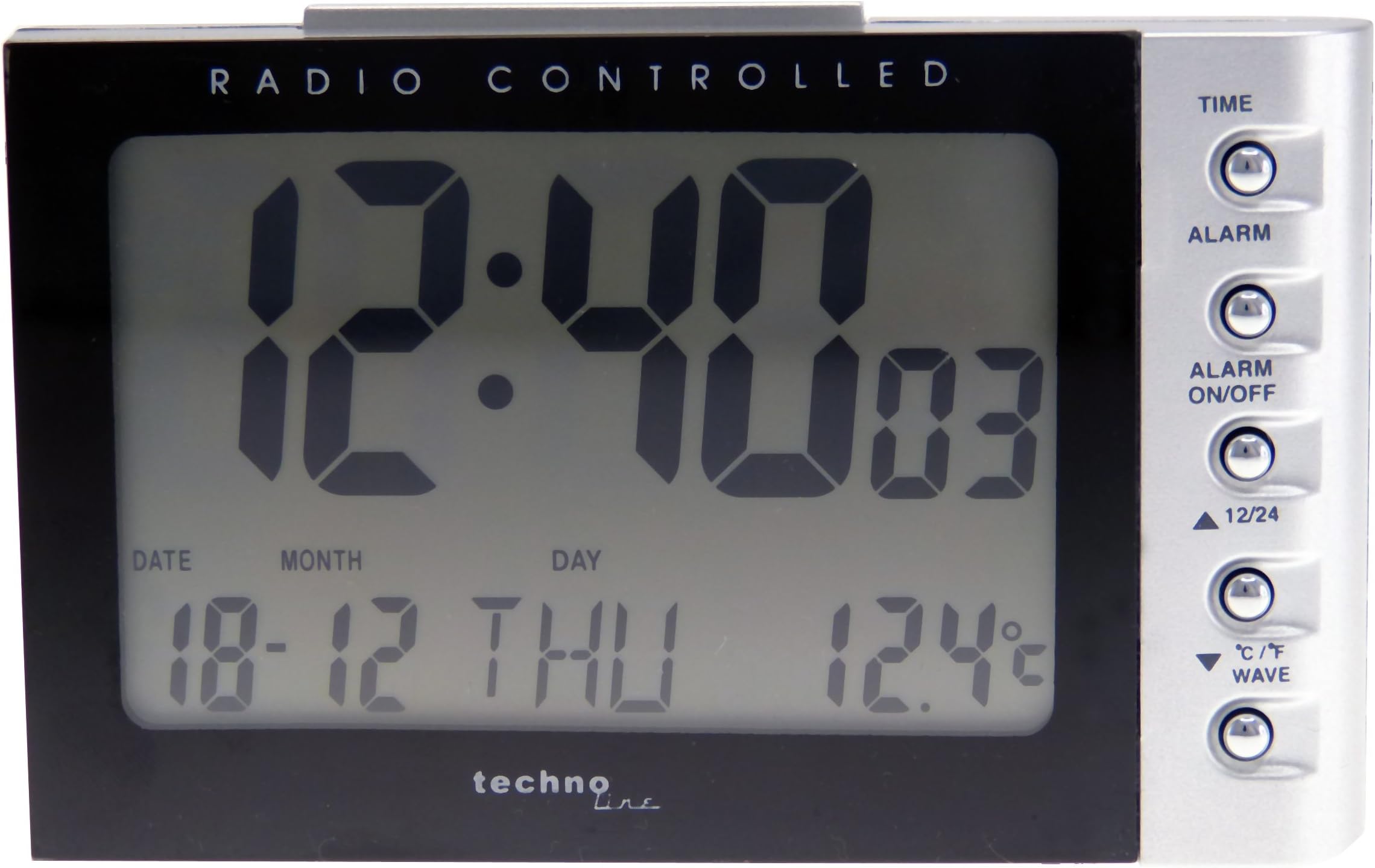 techno line TECHNOLINE WT 188 black Radio Controlled Clock, Plastic, Black