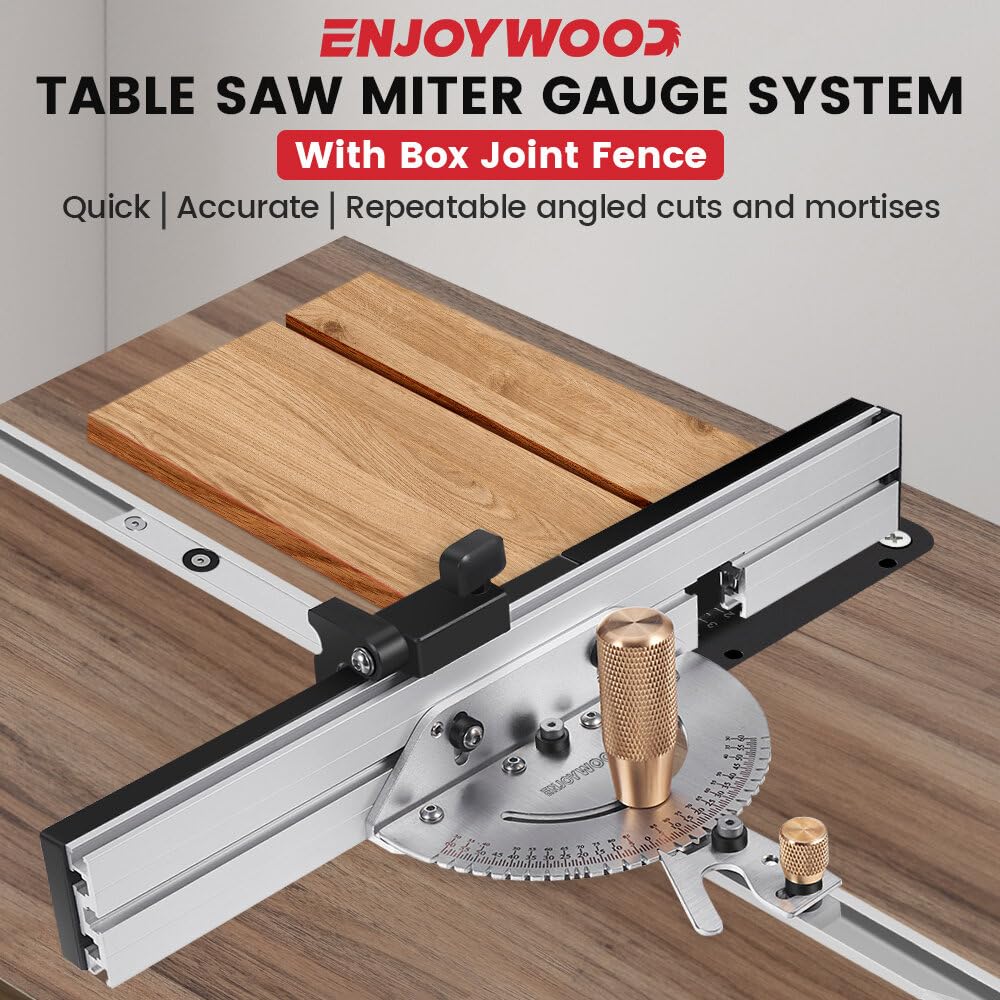 VIDOO Mosiężny Uchwyt 450mm Przymiar Kątowy 27 Kątów Box Joint Jig Szyna Stop Piła Stołowa Montażowa