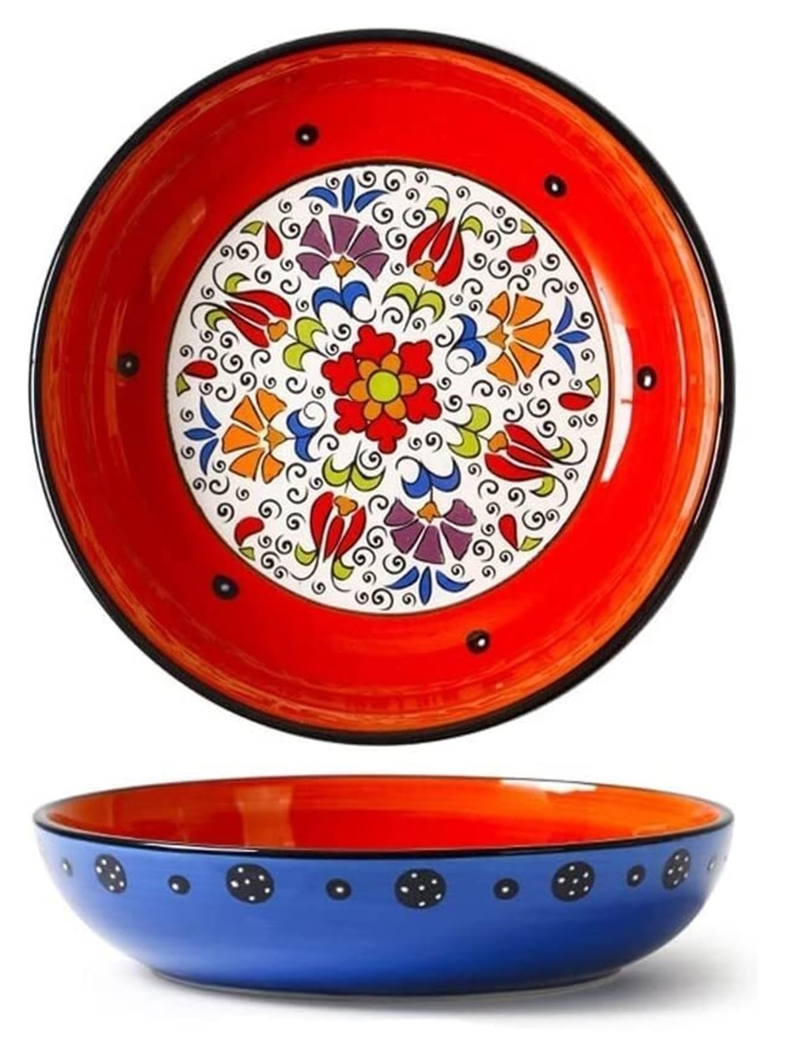 IROEJT Fruit Bowls Plate Ceramic Plate Hand-Painted Dishes Soup Plate Ramen Bowl Fruit Bowl For Dishwashers Ovens For Living Room And Kitchen Vegetable