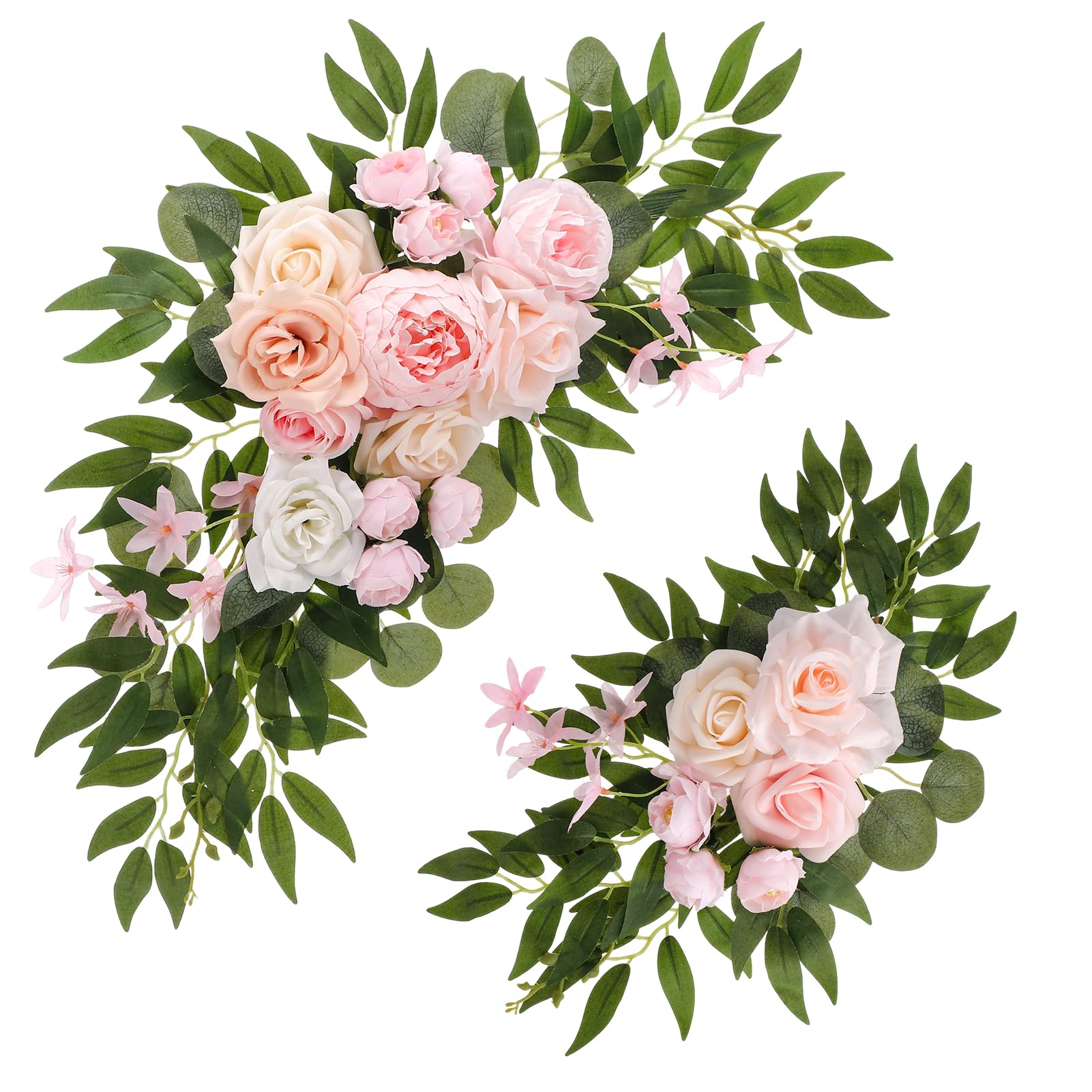 Photo 1 of Ovveroche 2 Pcs Wedding Arch Decorations - Reusable Artificial Hanging Flowers Floral Swag Greenery Garland for Wedding Welcome Sign Backdrop Bridal Ceremony Reception Backdrop Decoration(Light Pink