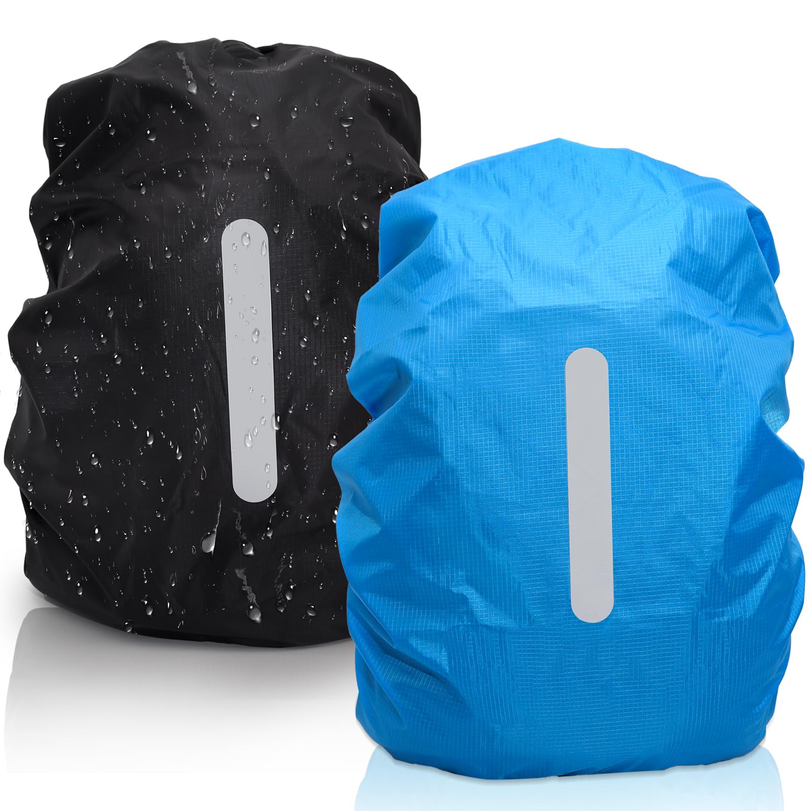 2 Pezzi Coprizaino Impermeabile Riflettente - Per Ciclismo, Trekking E Outdoor (Nero E Blu) - Foto 4