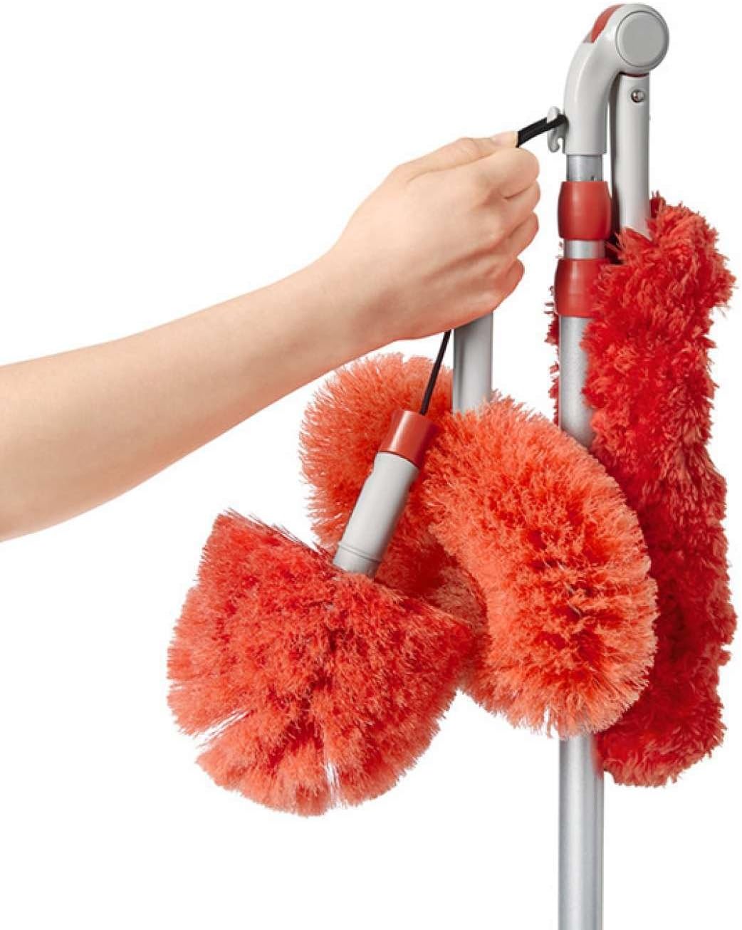 OXO Good Grips 3-in-1 Extendable Microfiber Long Reach Duster with Interchangeable Heads, 8 ft