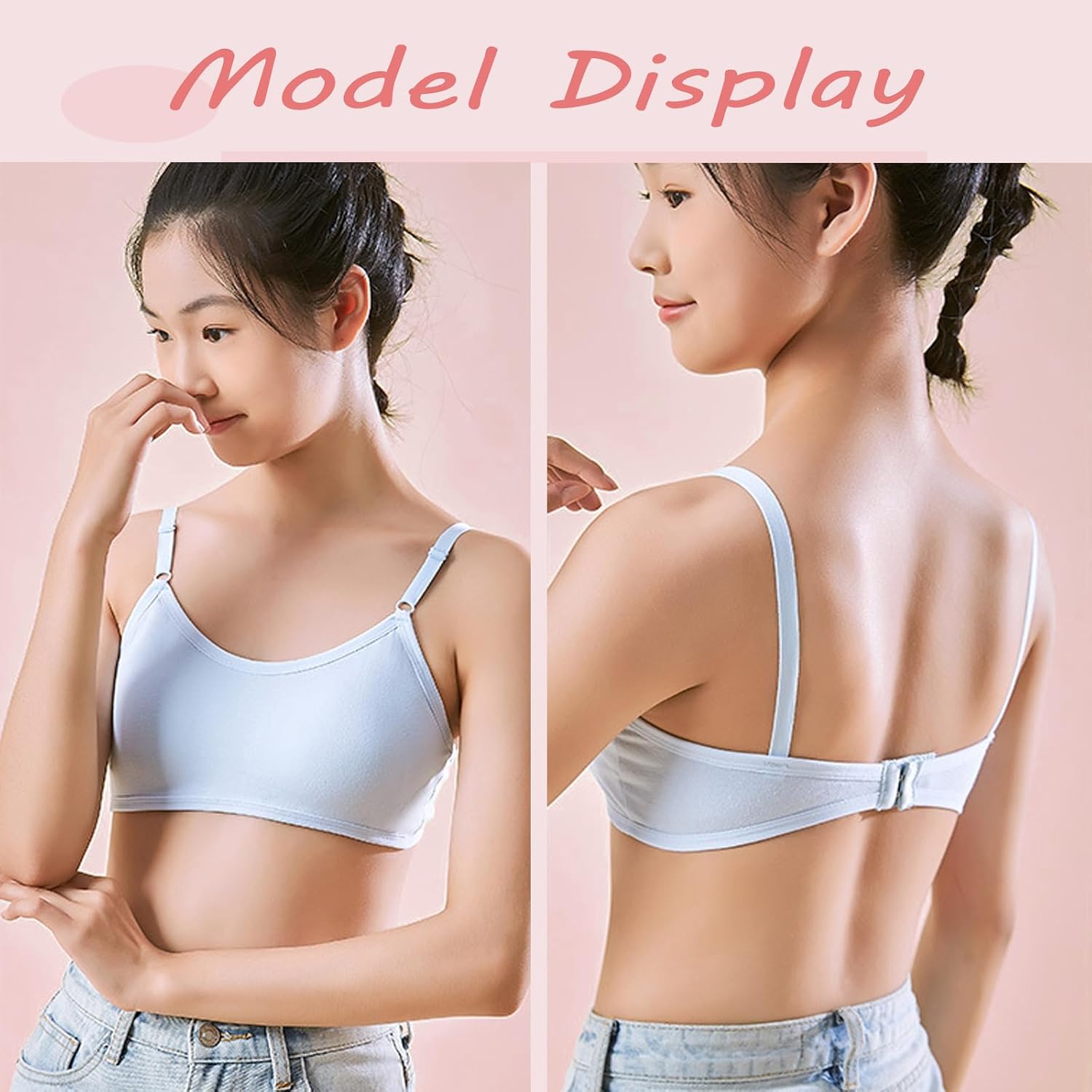 4-6 Pack Girls Padded Training Bras,Girls Thin Cotton Breathable Sports Bra Fit for 12-16 Years Teen …