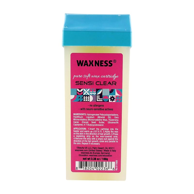 Waxness Sensi Clear Cera Macia Transparente em Cartucho, Sem Colofônia, 100 g – Aplicador Roll-On, Fabricada na Itália