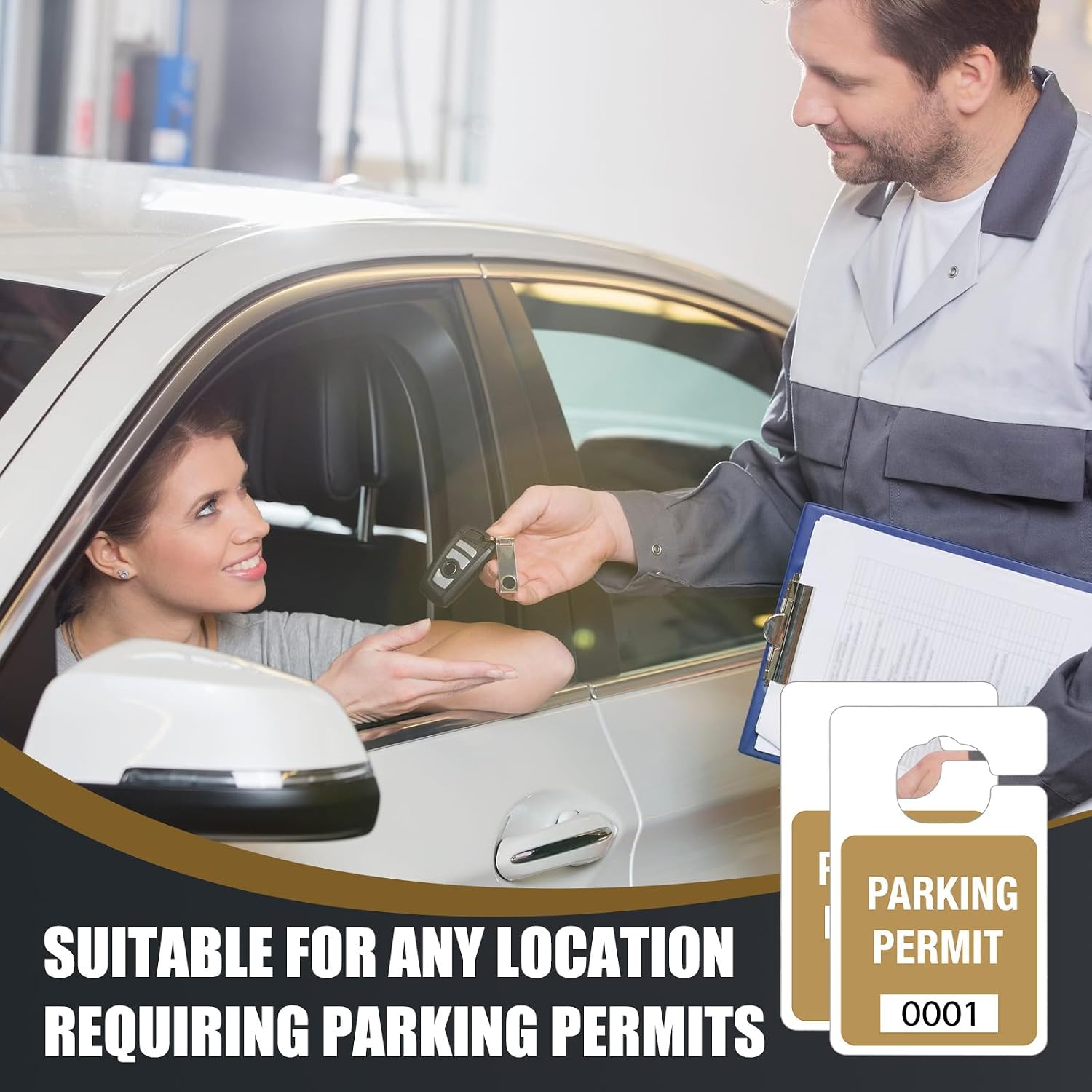 BBTO 100 Pack Parking Permits Hang Tag, 2.75" x 4.75", Numbered 0001-0100 image 5
