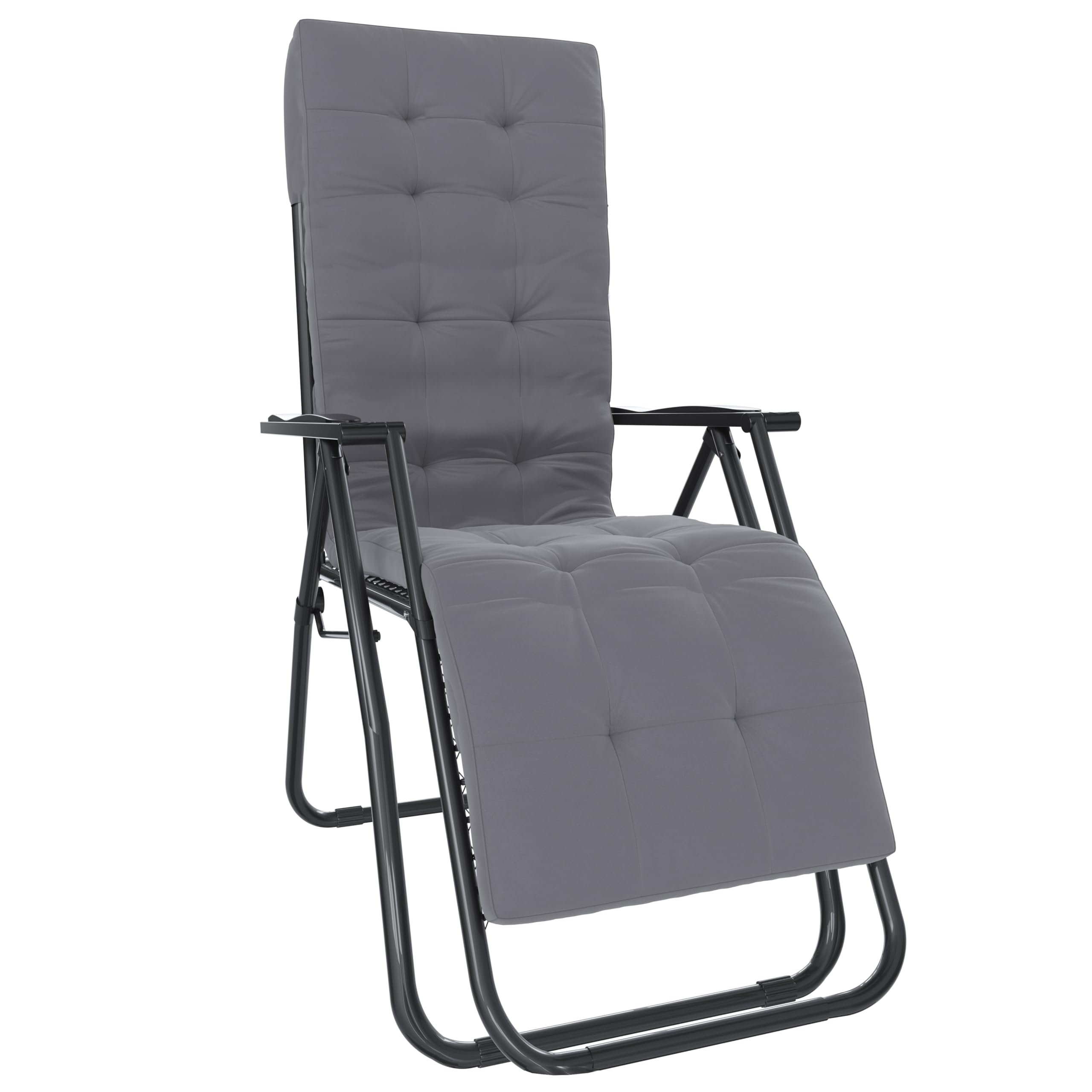 Poltrona Sedia Sdraio Relax Reclinabile Gravità 0 Con Cuscino Trapuntato Imbottito Design Ergonomico Richiudibile Salvaspazio In Acciaio Tubolare Doppio Spessore Portata Max 120 Kg (Bianco)
