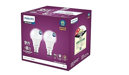 Philips 9-Watts Multipack B22 LED Cool Day White LED Bulb, Pack of 2, (Ace Saver)